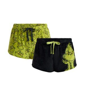 The Grinch Dr. Seuss Women's Plush Sleep Shorts, 2-Pack, X-Large